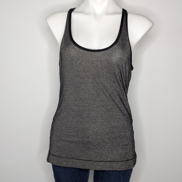 Lululemon Run the Day dark grey racer back scoop neck workout tank top M - Picture 1 of 7